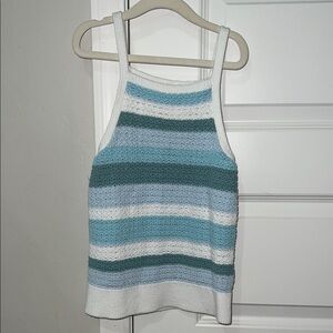 Abercrombie Kids Striped Sweater Knit Tank Top - Blue and White